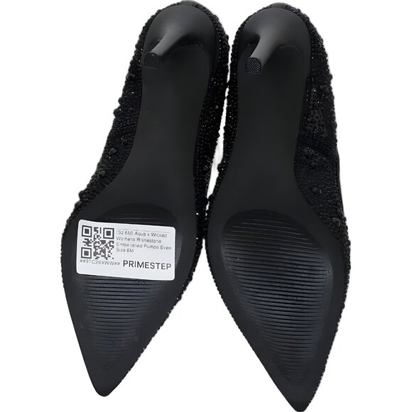 Aqua x Wicked Rhinestone Embellished Pumps Black Pointed Toe Heels US 6M - Picture 6 of 6